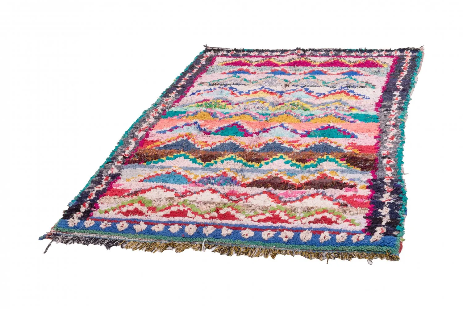 Marokkanischer Berber Teppich Boucherouite 195 x 135 cm