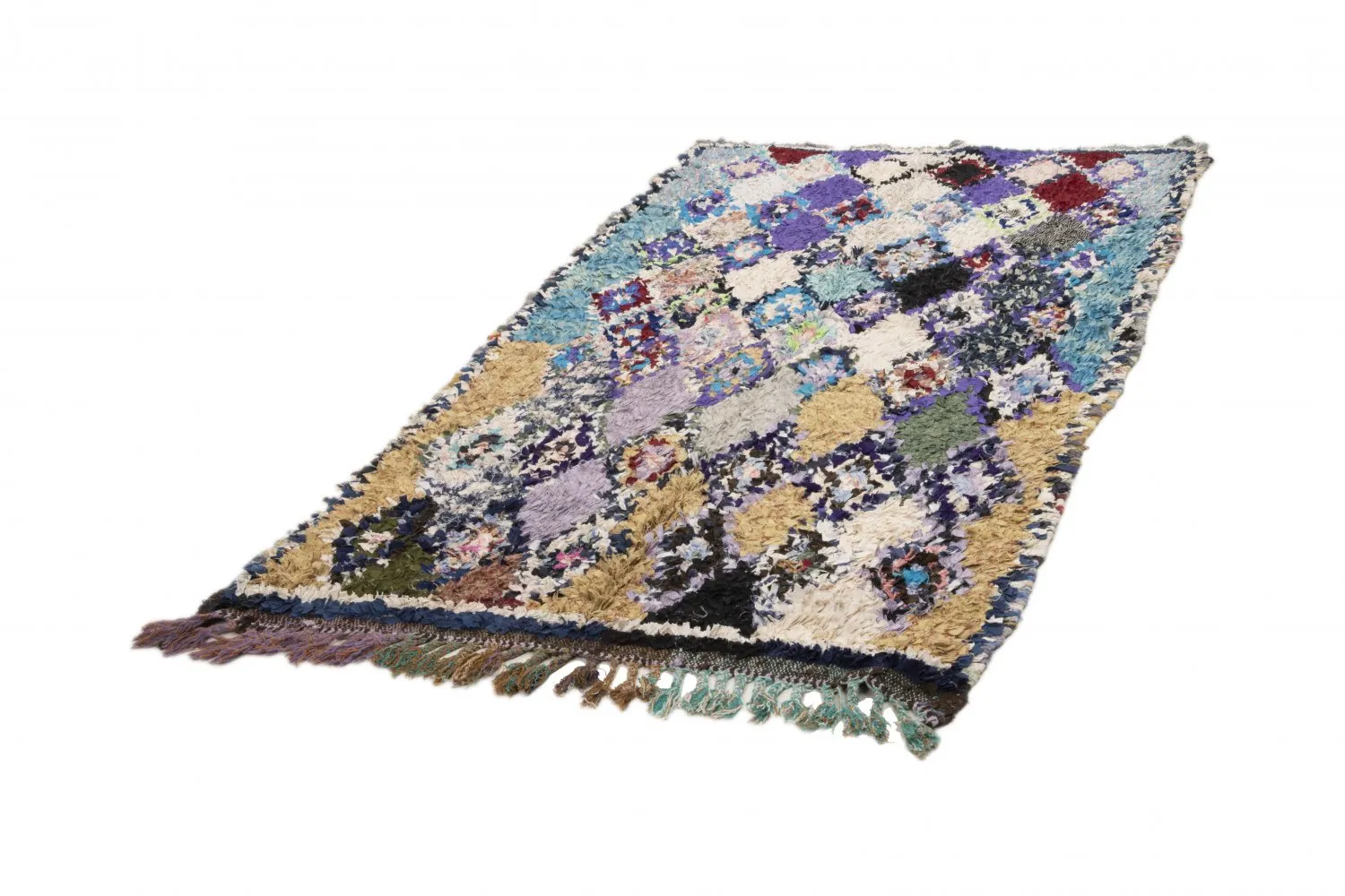 Marokkanische Berber Teppich Boucherouite 260 x 140 cm