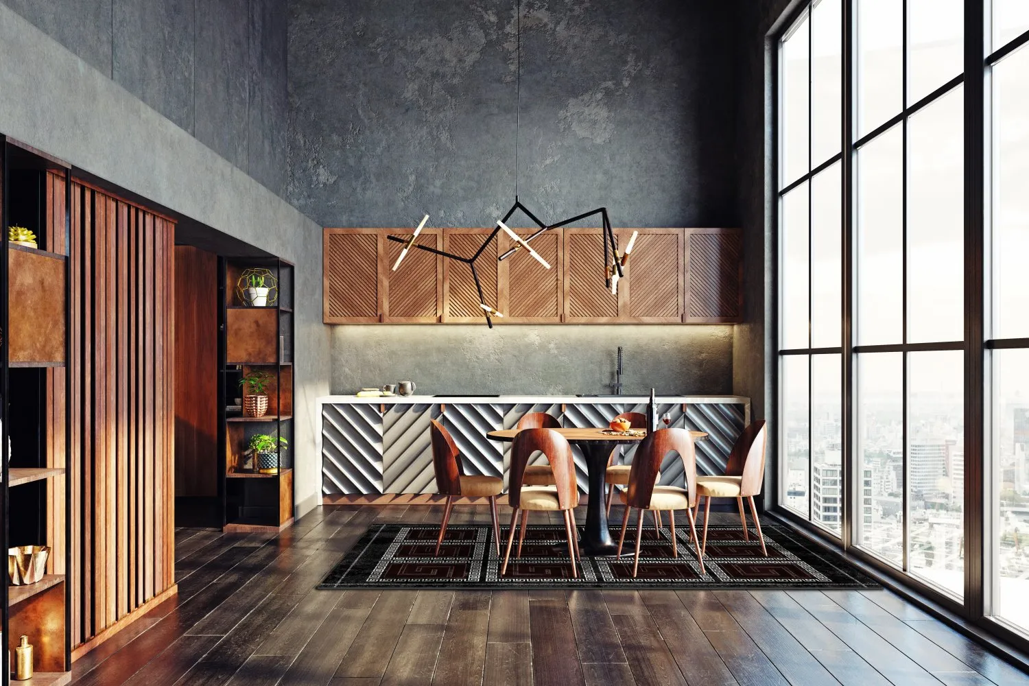 Wilton-Teppich - Milos (schwarz/rot)