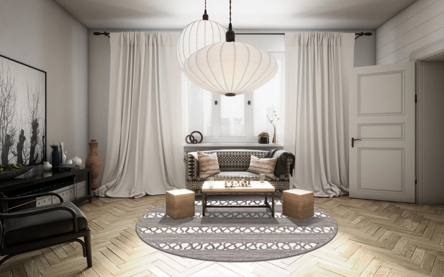 Rund Teppich - Levie (grau)