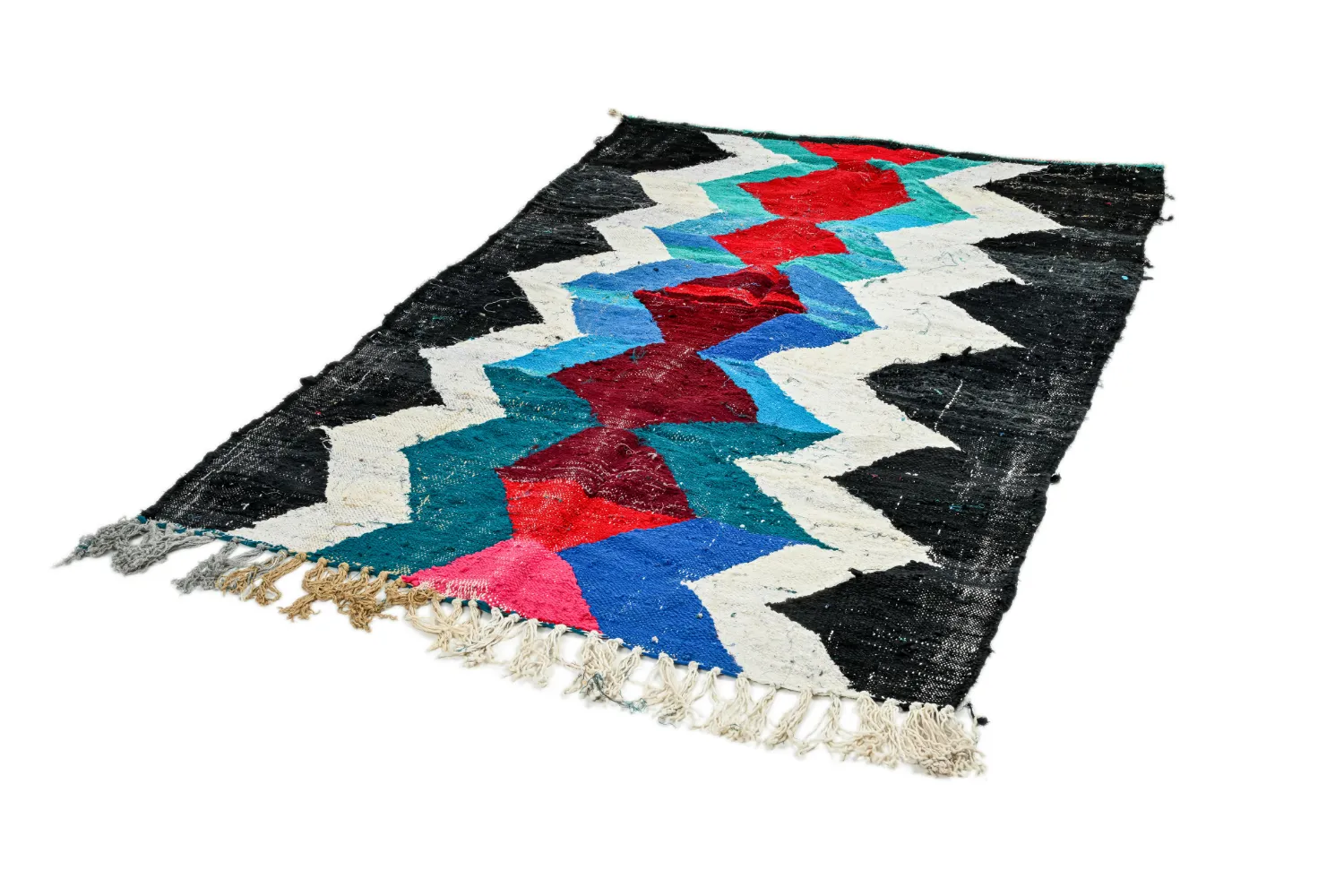 Tapis berbère marocain Boucherouite 130 x 220 cm