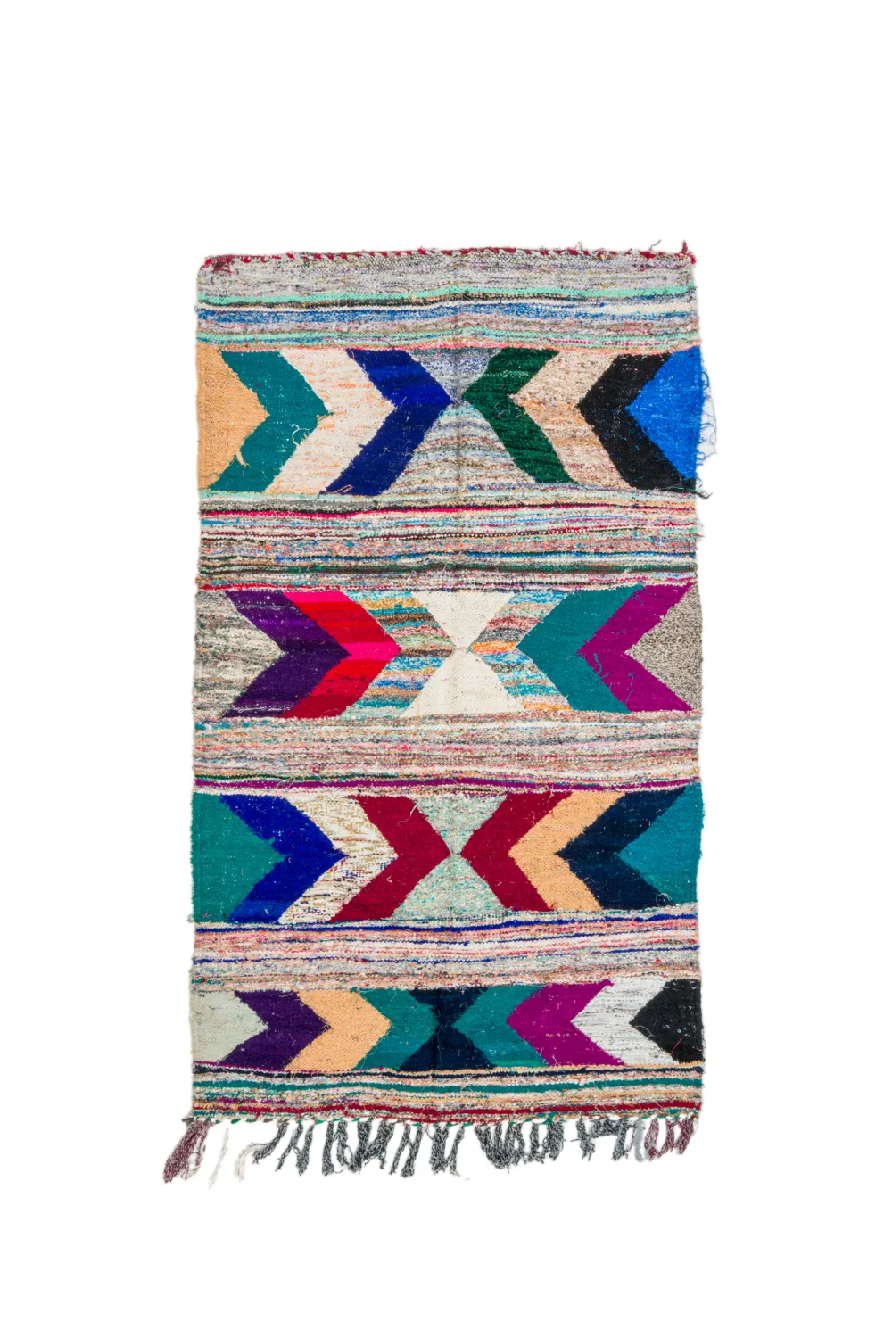 Tapis berbère marocain Boucherouite 115 x 205 cm