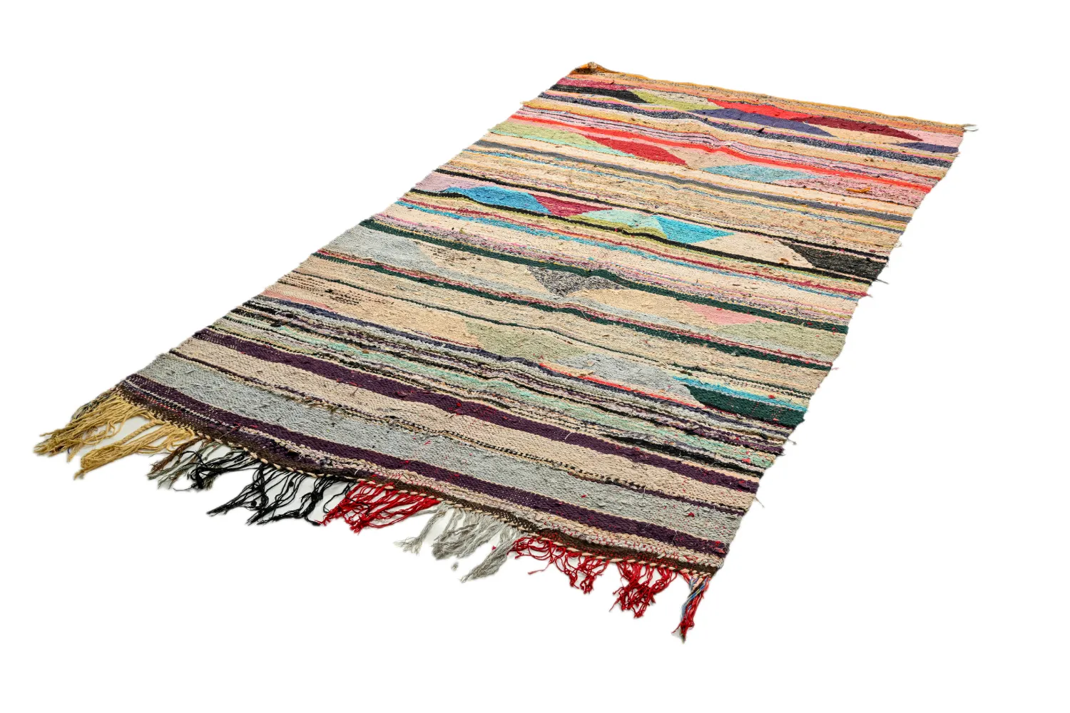 Tapis berbère marocain Boucherouite 120 x 245 cm