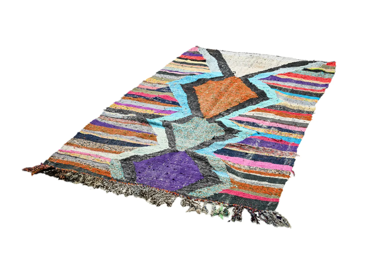 Tapis berbère marocain Boucherouite 135 x 235 cm