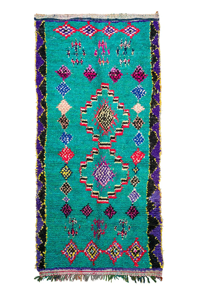 Tapis berbère marocain Boucherouite 155 x 335 cm