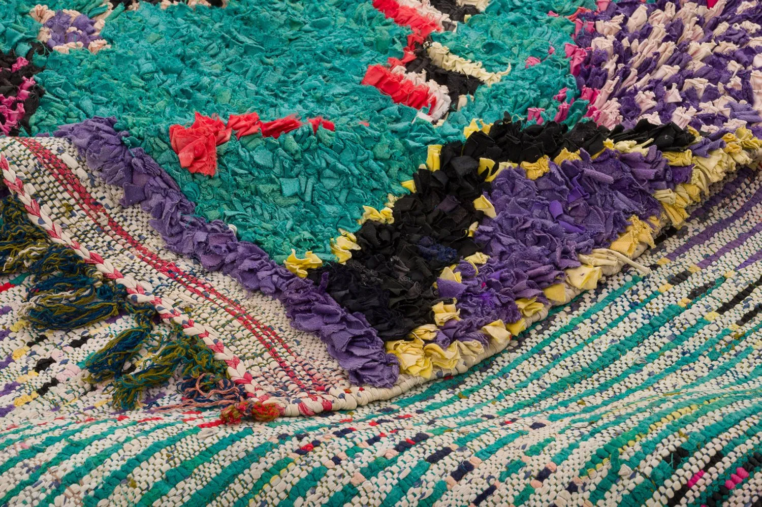 Tapis berbère marocain Boucherouite 155 x 335 cm