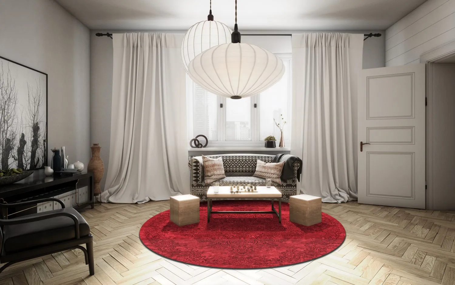 Rund Teppich - Valenza (rot)