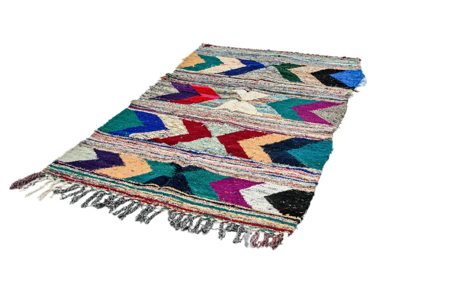 Tapis berbère marocain Boucherouite 115 x 205 cm