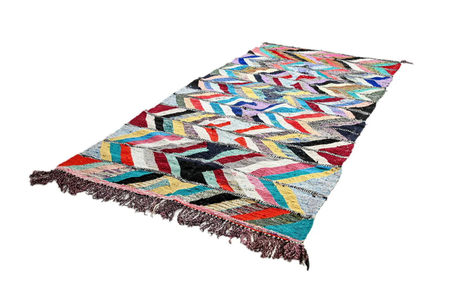 Tapis berbère marocain Boucherouite 150 x 320 cm