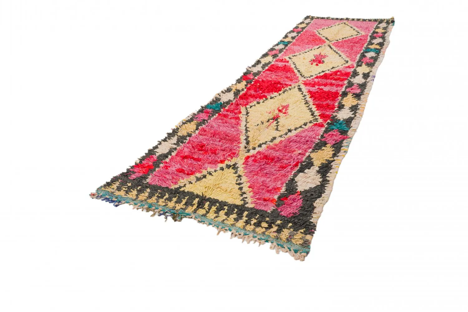 Tapis berbère marocain Boucherouite 390 x 150 cm