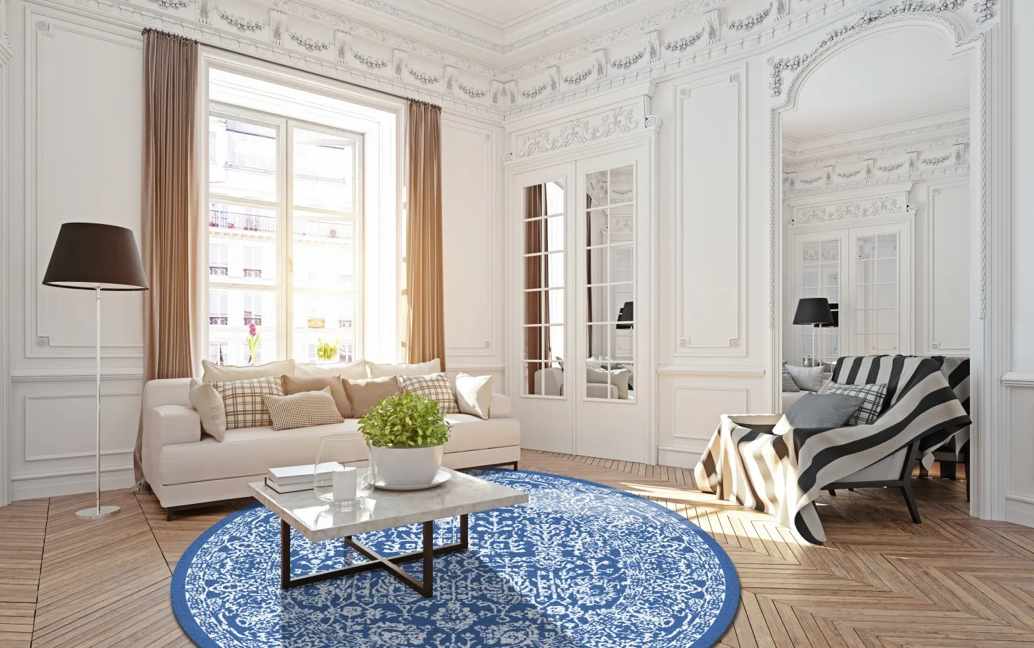 Tapis rond - Menfi (bleu)