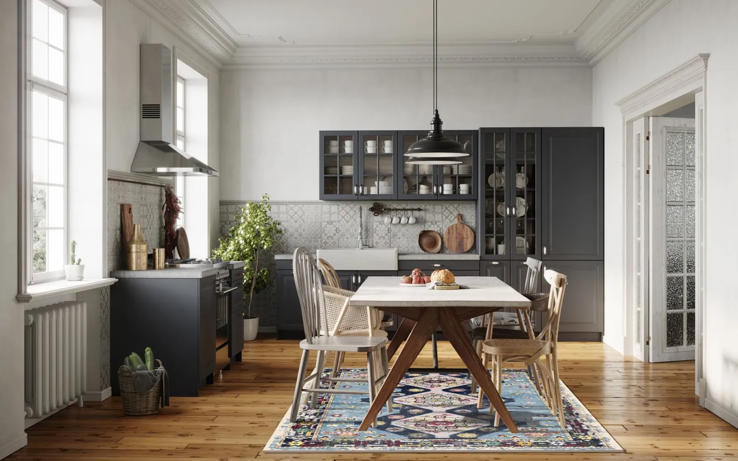 Wilton-Teppich - Mazzarino (blau/bunt)