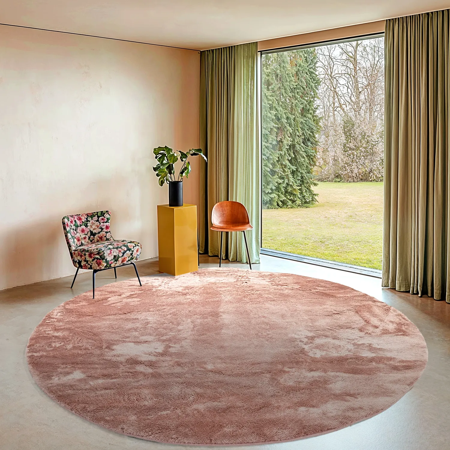 Runde Teppiche - Aranga Super Soft Fur (rosa)