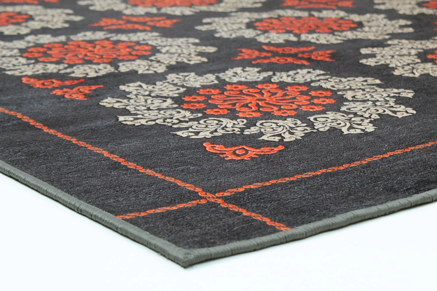 Wilton-Teppich - Florina (grau/blau/orange)