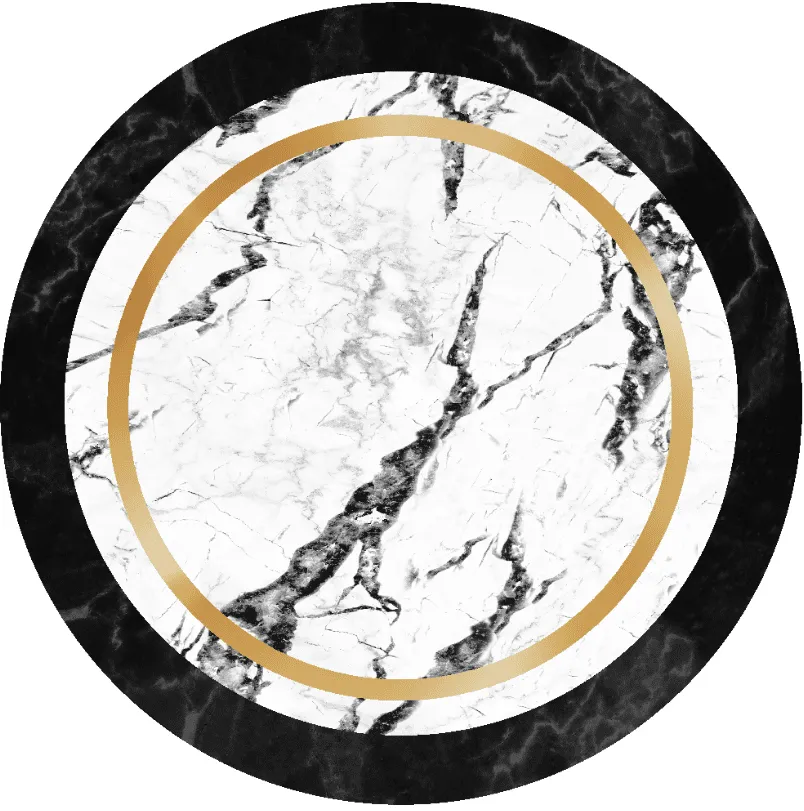 Rund Teppich - Avola (schwarz/weiß/gold)