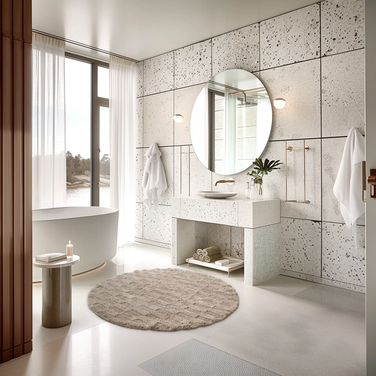 Runder badezimmerteppich - Bevin (beige)