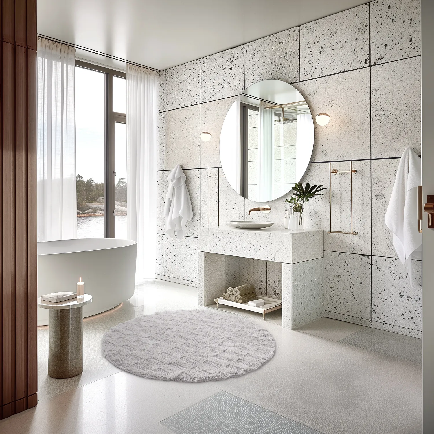 Runder badezimmerteppich - Bevin (hellgrau)