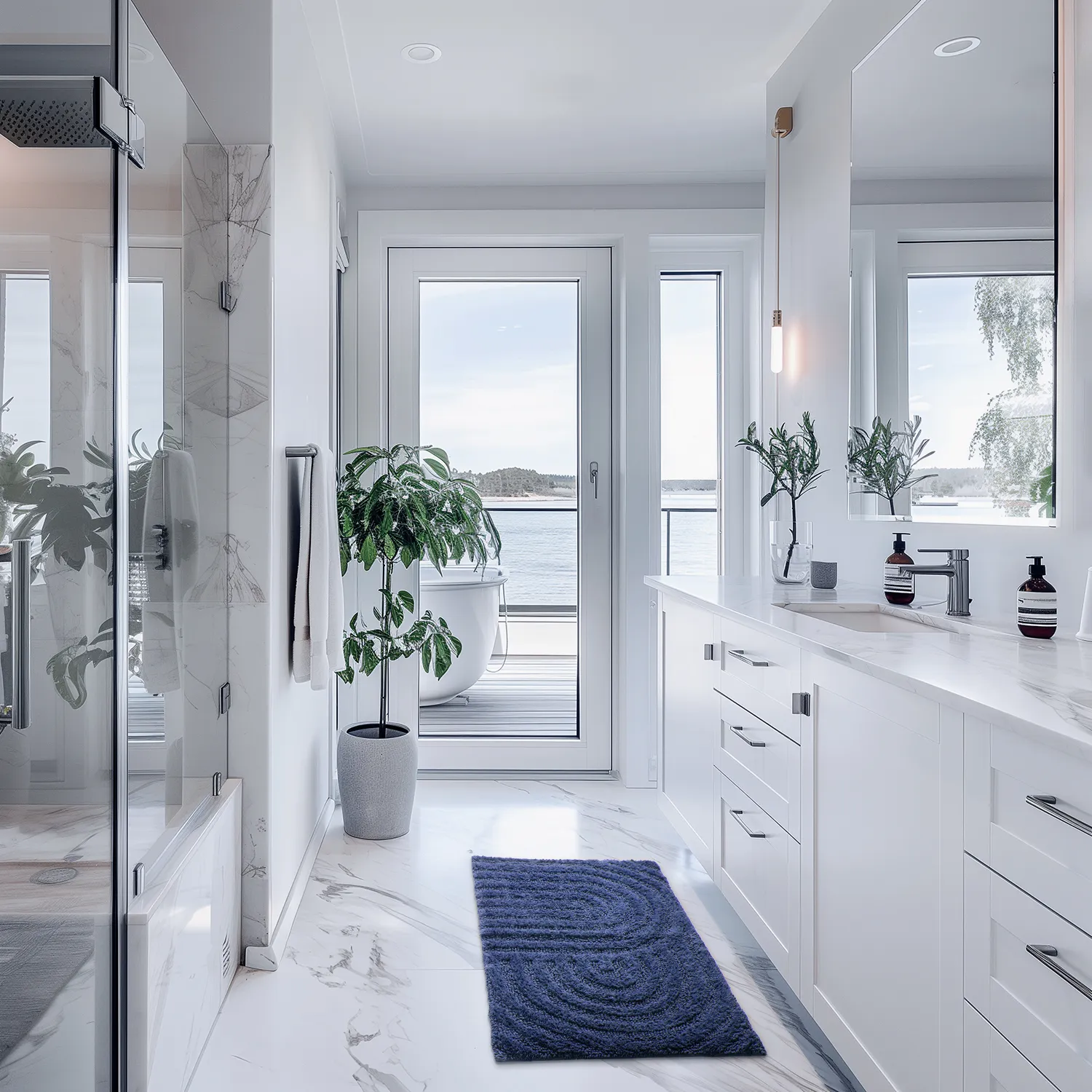 Tapis de salle de bain - Embla (bleu)