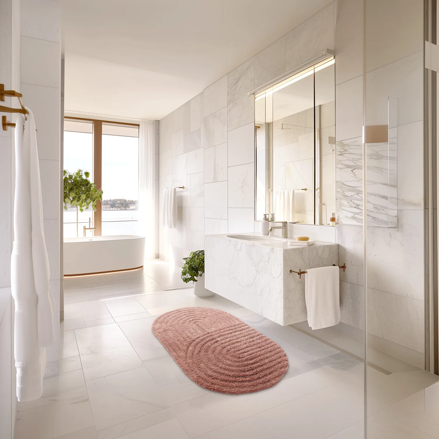 Ovaler badezimmerteppich - Embla (rosa)