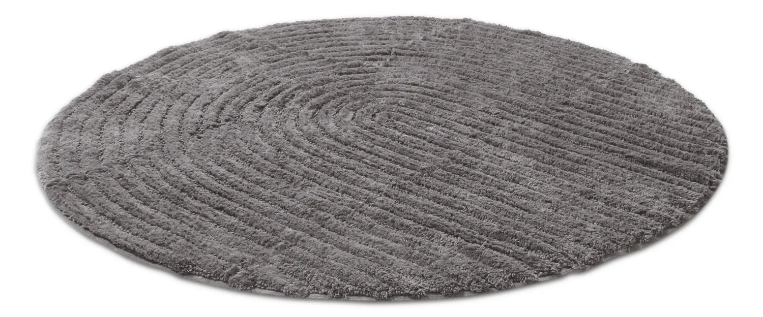 Tapis de salle de bain rond - Evena (gris foncé)