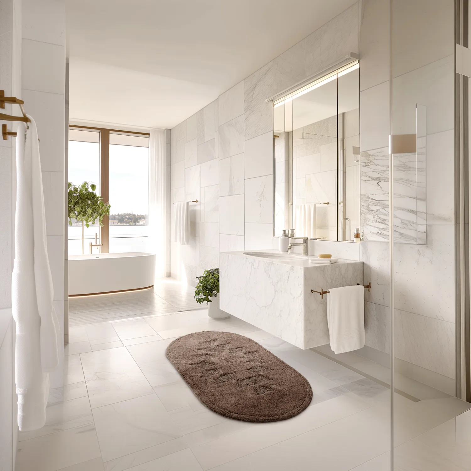 Tapis de salle de bain ovale - Gertie (marron)