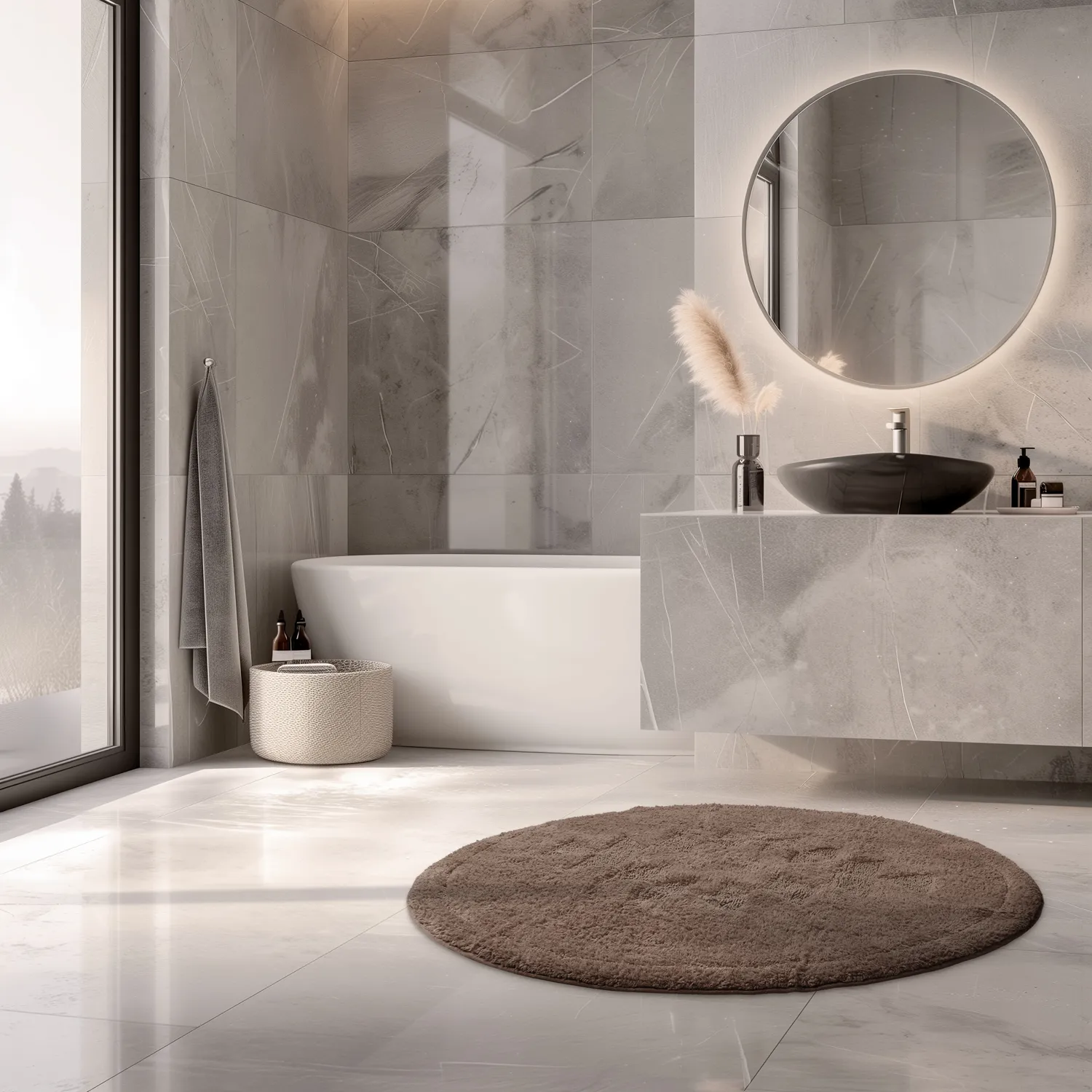 Runder badezimmerteppich - Gertie (braun)