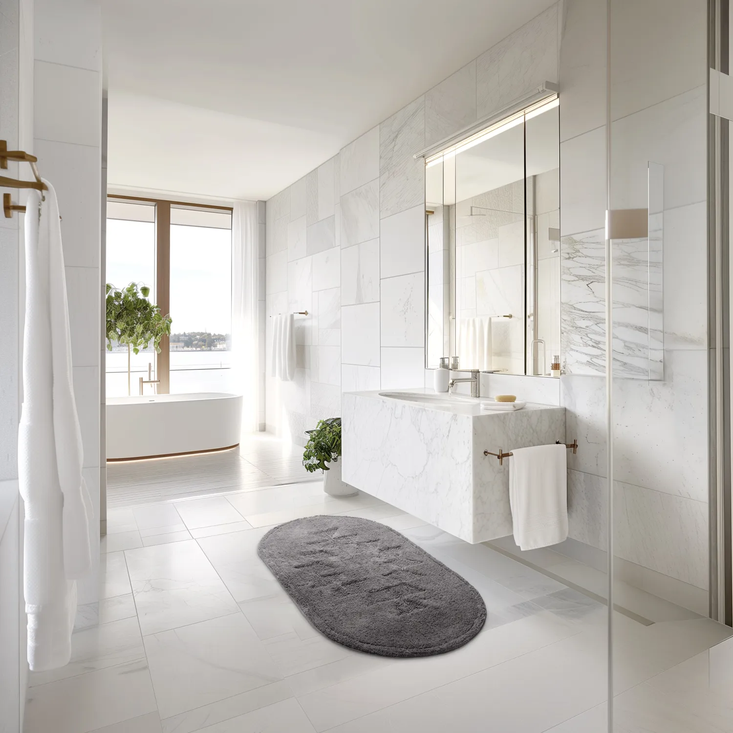 Ovaler badezimmerteppich - Gertie (dunkelgrau)