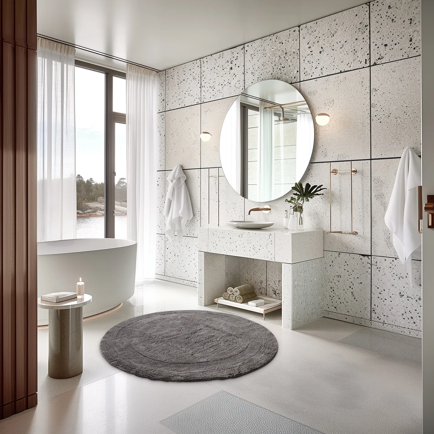 Runder badezimmerteppich - Nila (dunkelgrau)