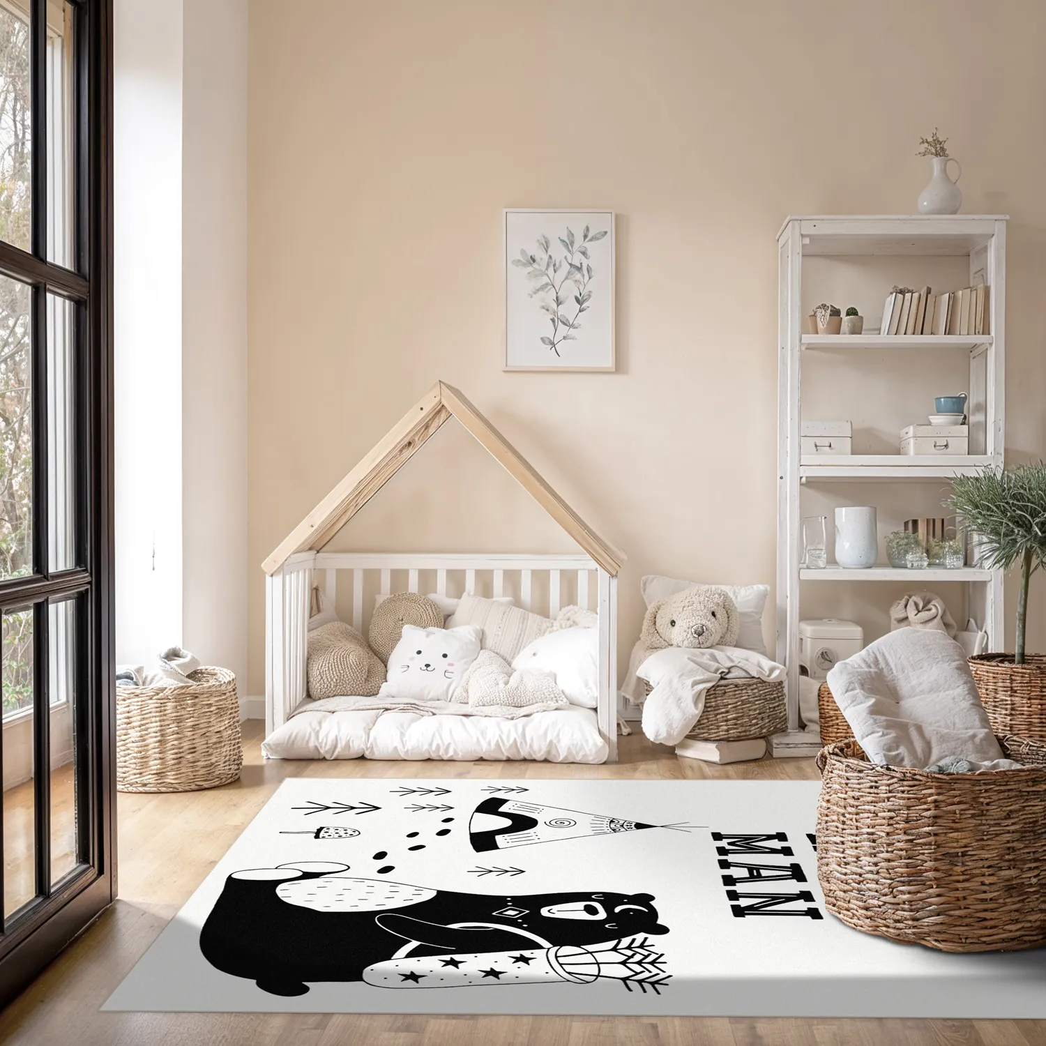 Kinderteppich - Camping Bear (Weiß)