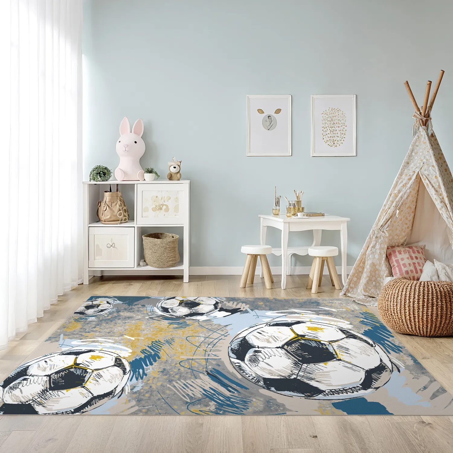 Kinderteppich - Cartoon Footballs (multi)