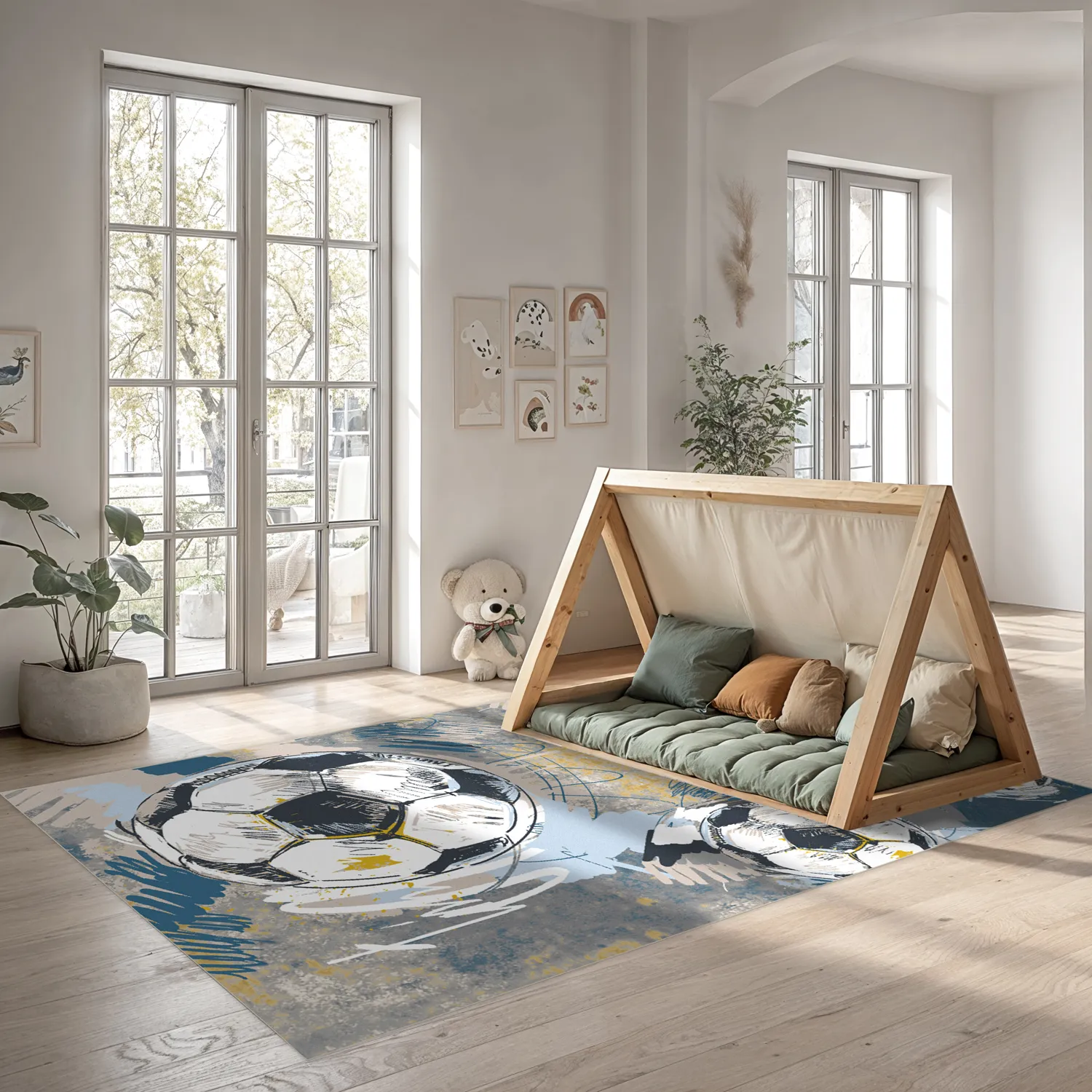 Kinderteppich - Cartoon Footballs (multi)