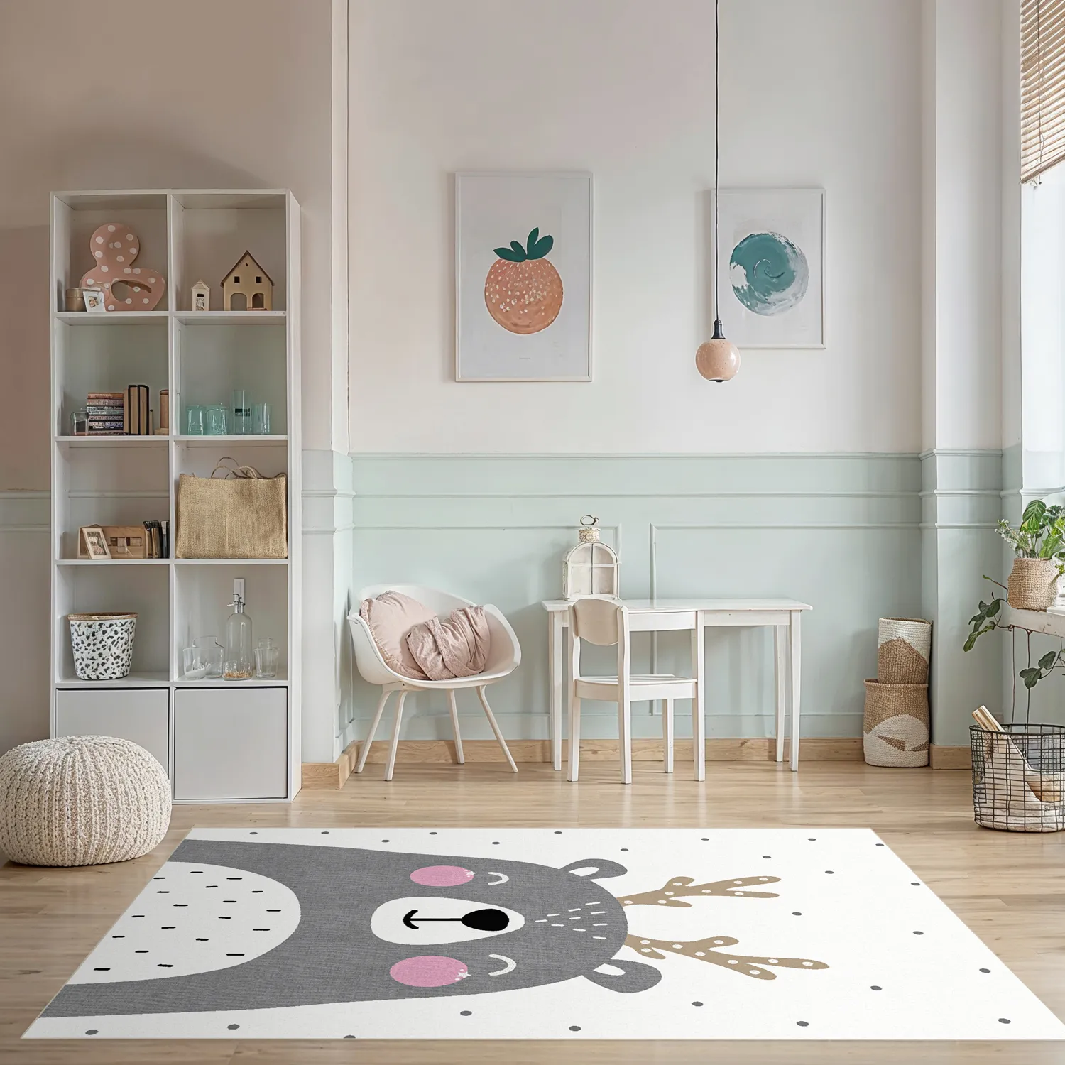 Tapis enfant - Happy Bear (blanc)