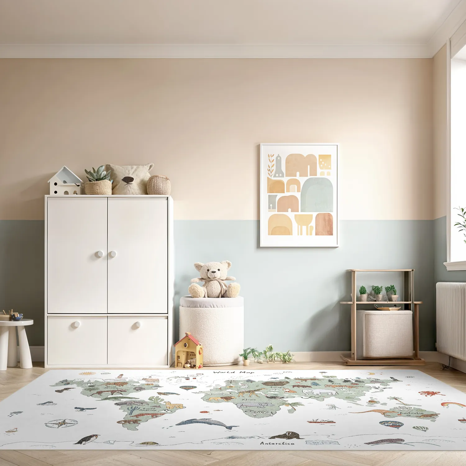 Kinderteppich - Kids World Map (grün)