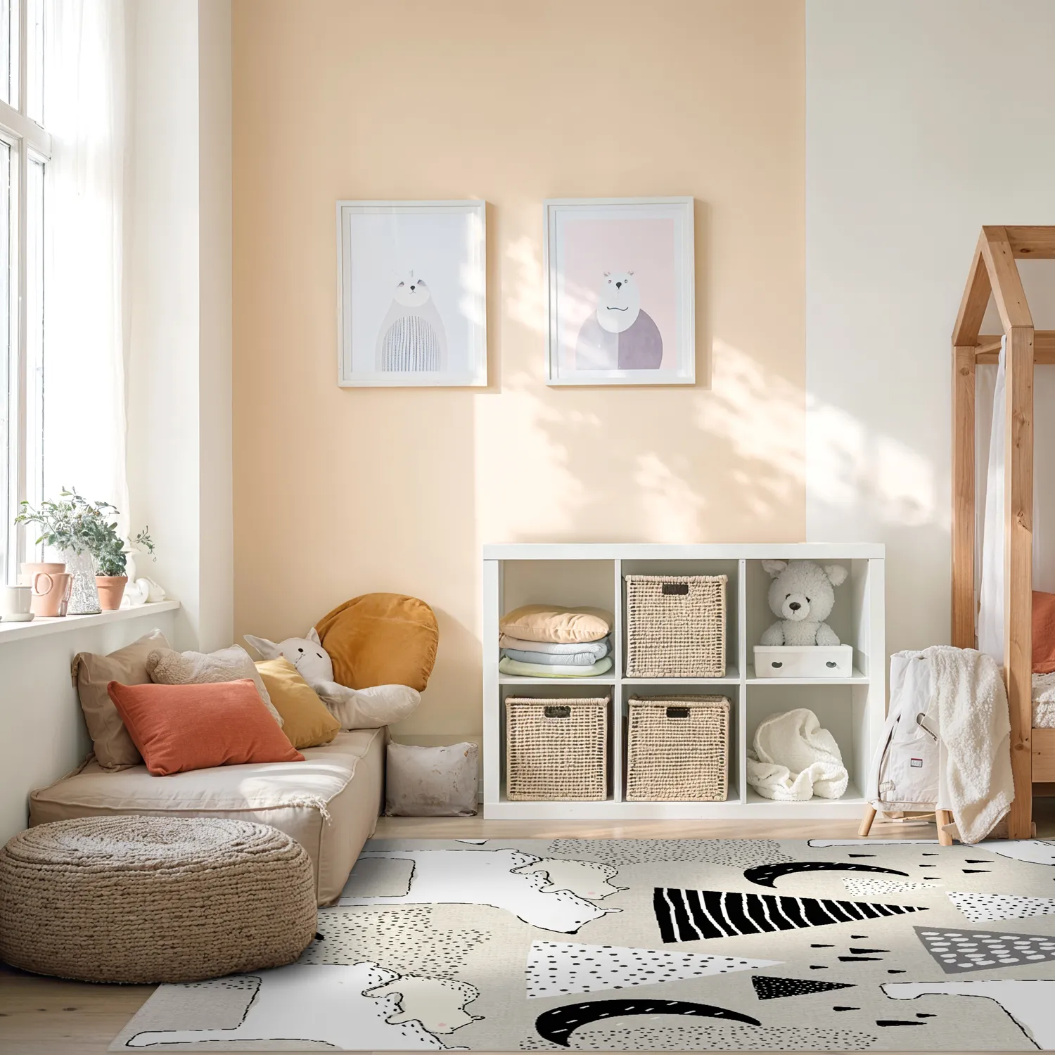 Kinderteppich - Piggyback Ride (grau)