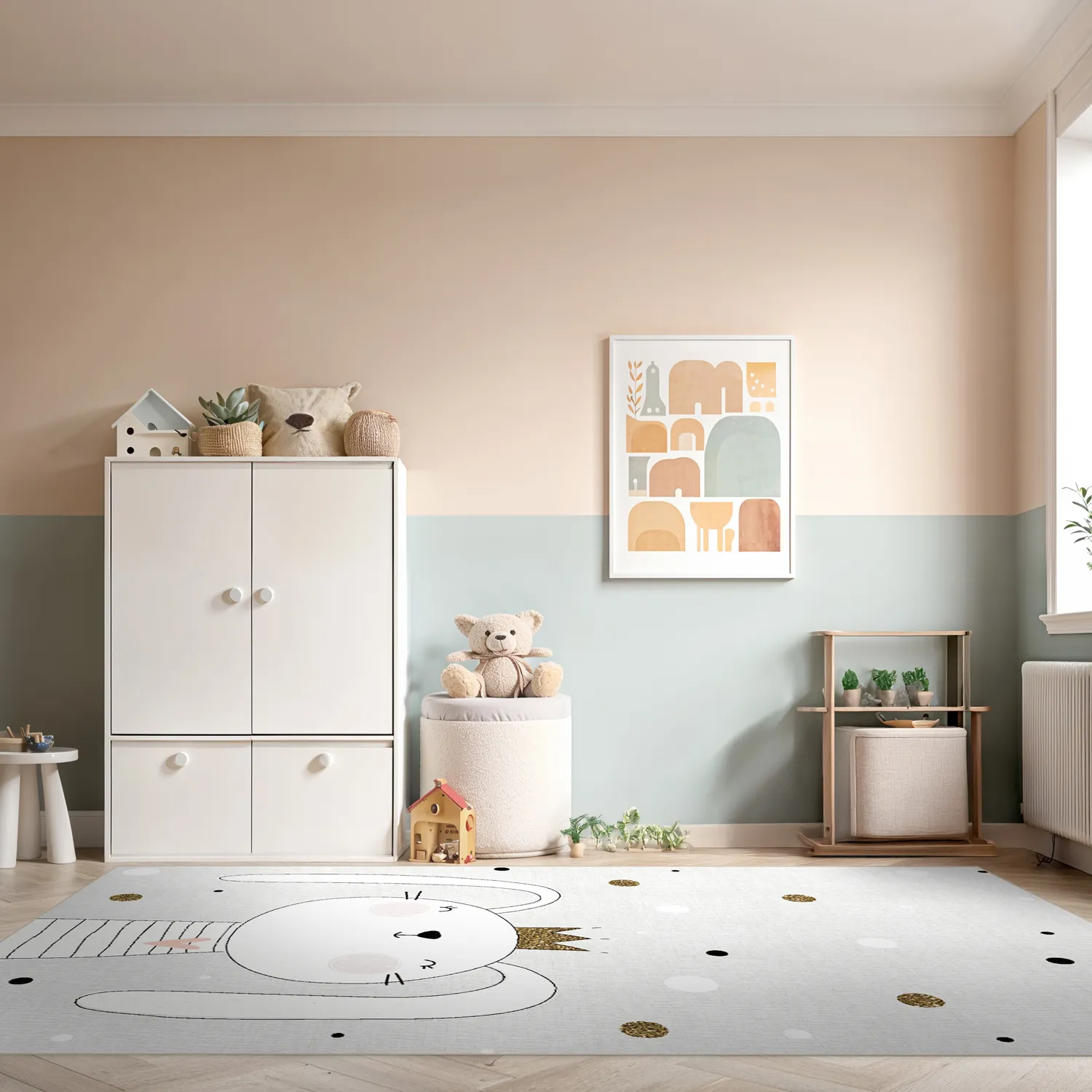 Kinderteppich - Rabbit Crown (grau)