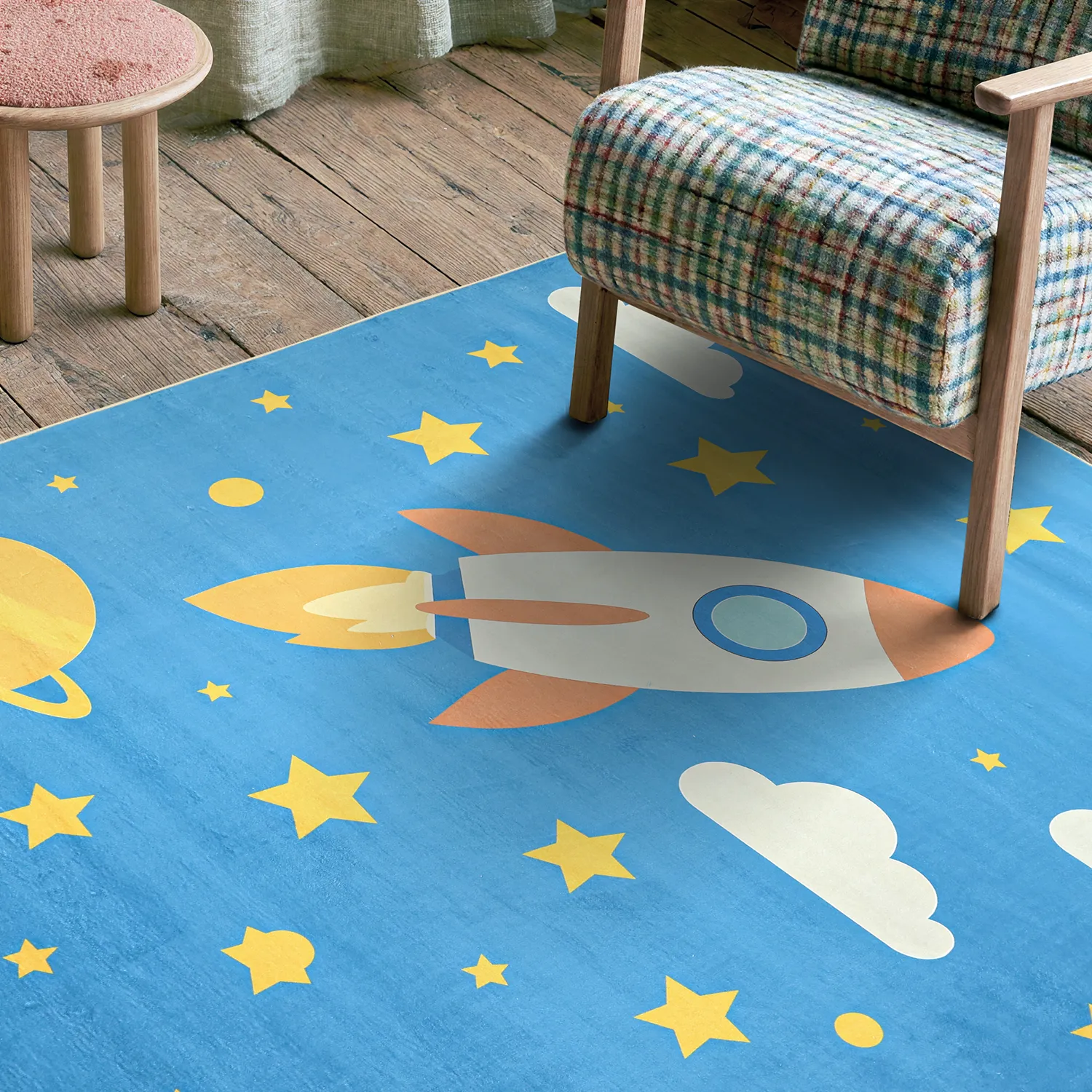 Kinderteppich - Space Rocket (blau)