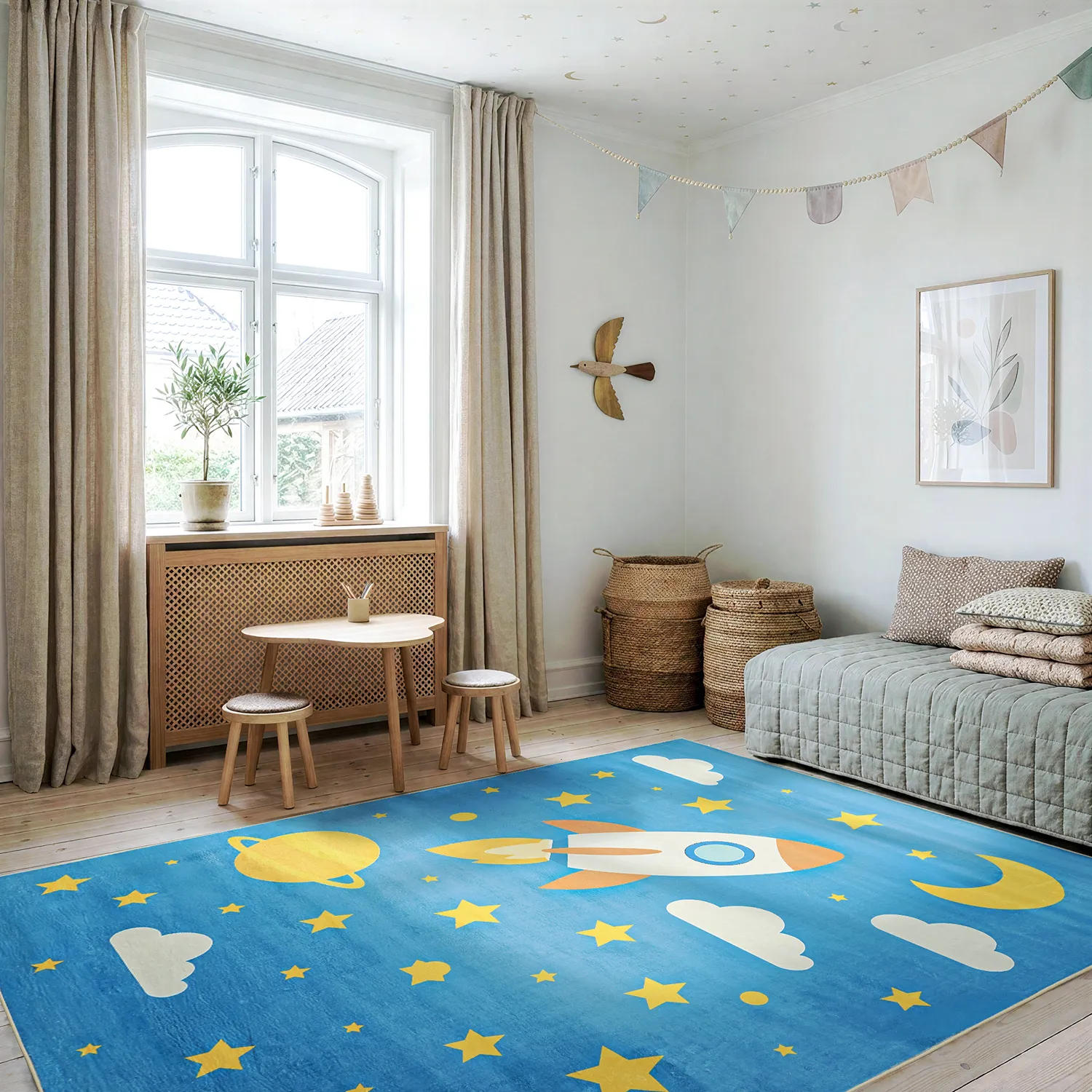 Kinderteppich - Space Rocket (blau)
