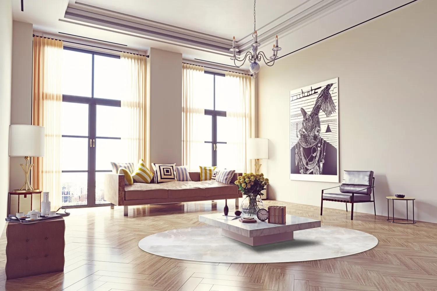 Tapis rond - Rouen (beige)