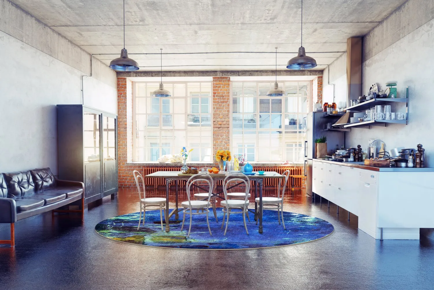 Rund Teppich - Gallo (blau)