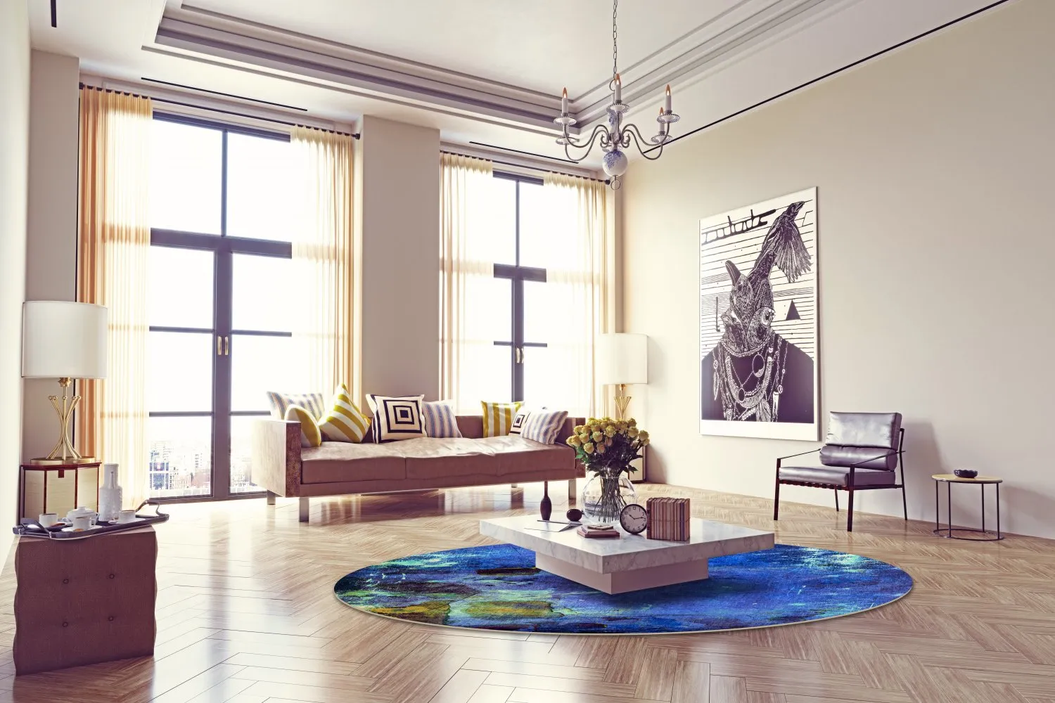 Rund Teppich - Gallo (blau)