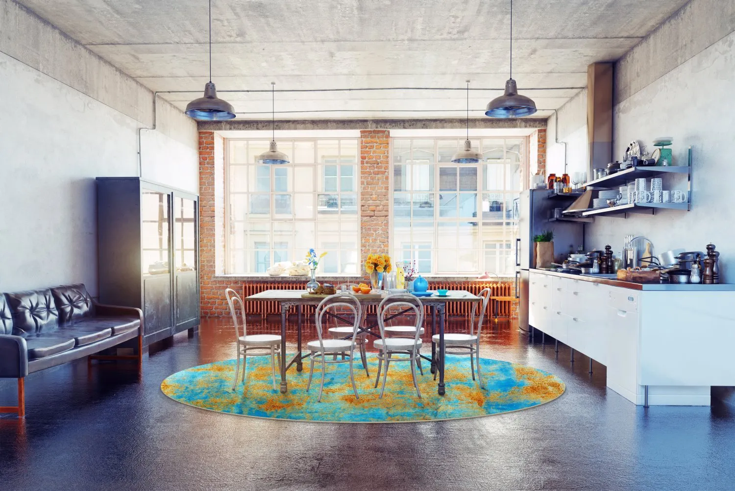 Rund Teppich - Molina (blau)