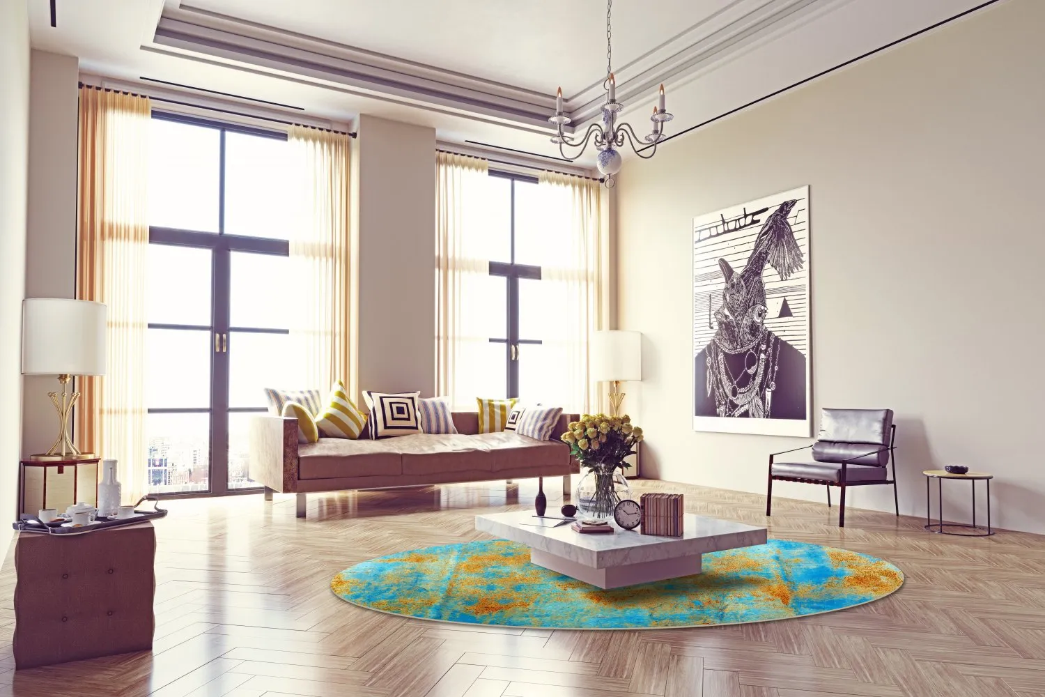 Rund Teppich - Molina (blau)