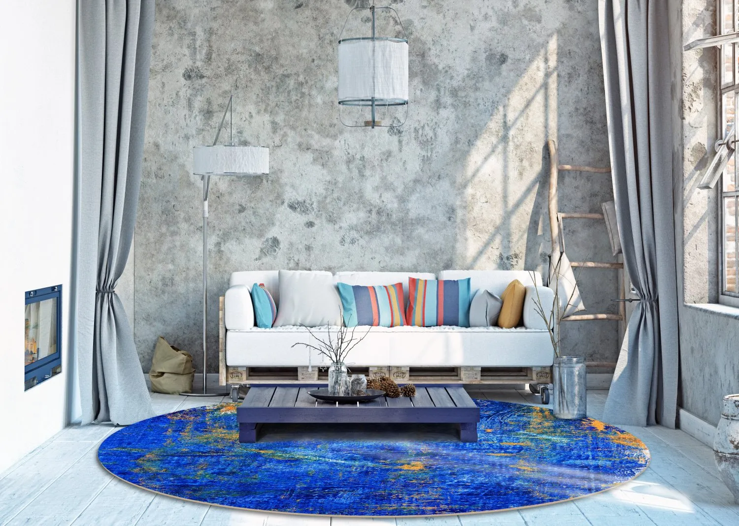 Rund Teppich - Taravilla (blau)