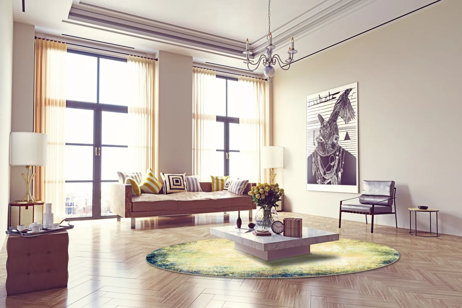 Rund Teppich - Pamplona (blau)