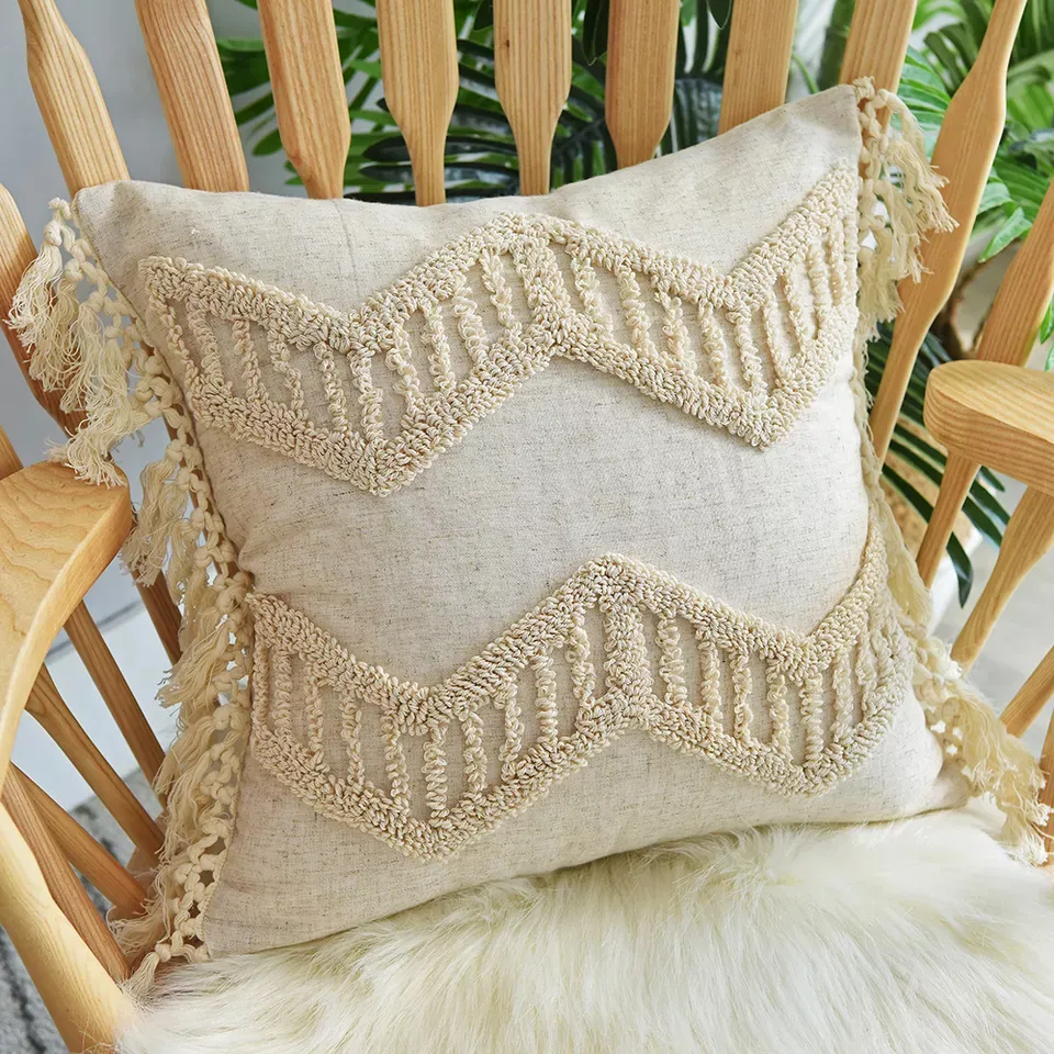 Kissenbezug - Pompom Boho 45 x 45 cm (beige)