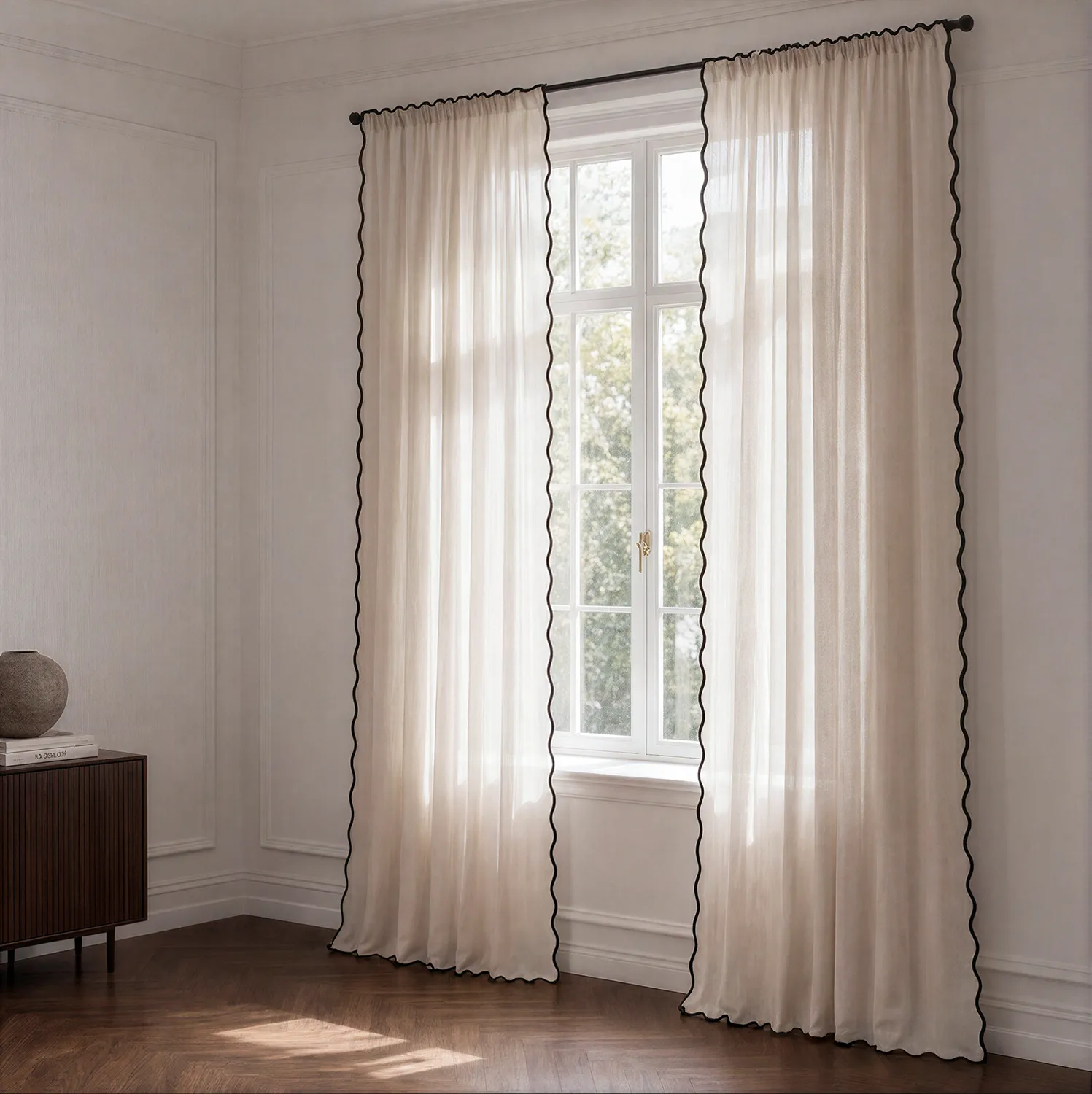 Lot de 2 rideaux - Rideaux en coton Yrsa (beige clair)