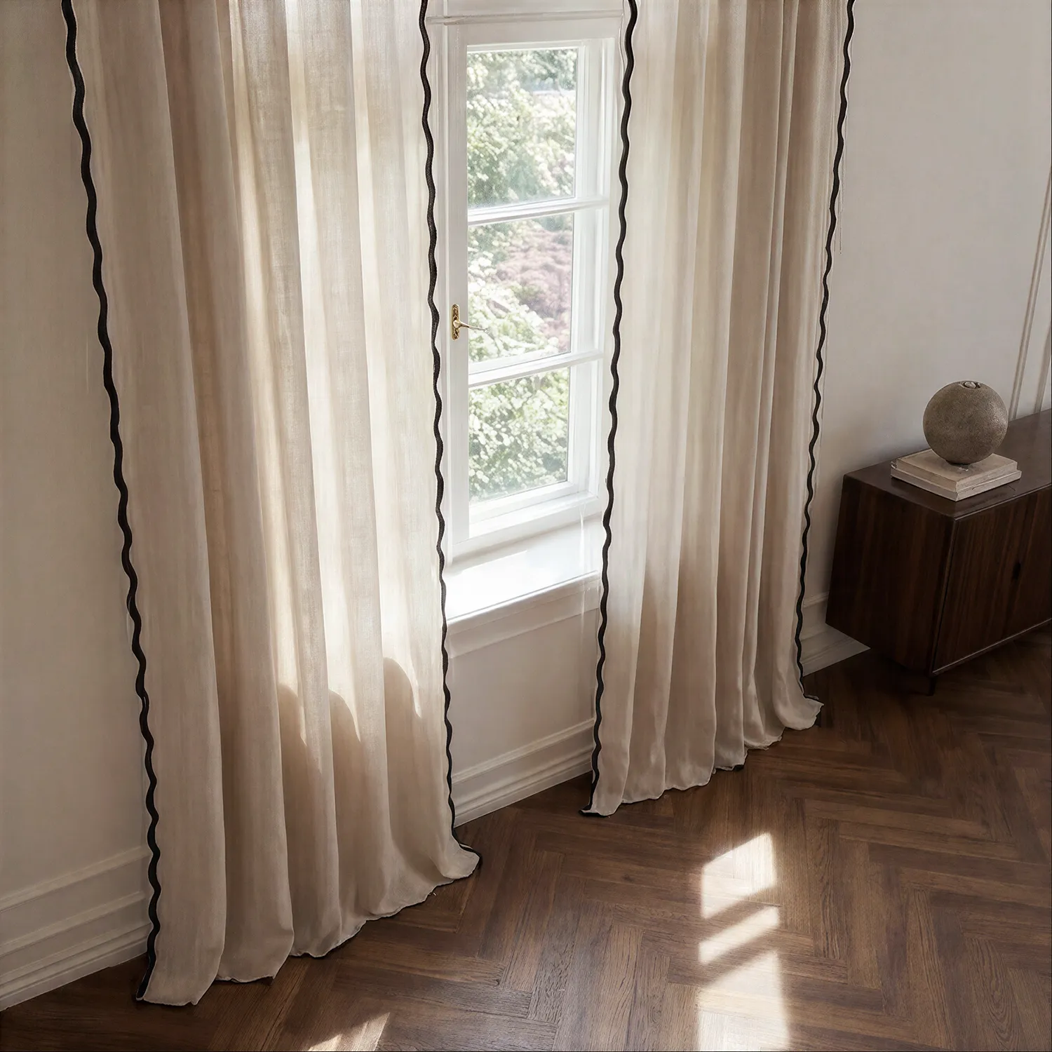 Lot de 2 rideaux - Rideaux en coton Yrsa (beige clair)