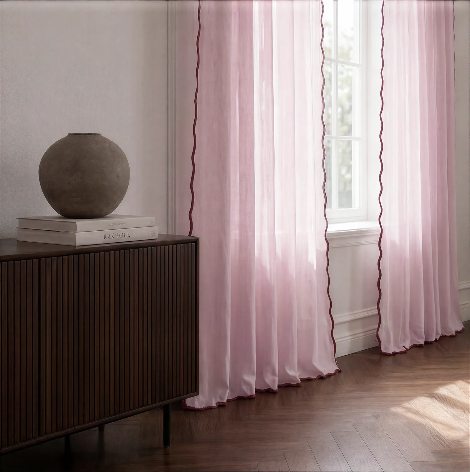 2er-Pack Gardinen - Baumwollgardine Yrsa (rosa)