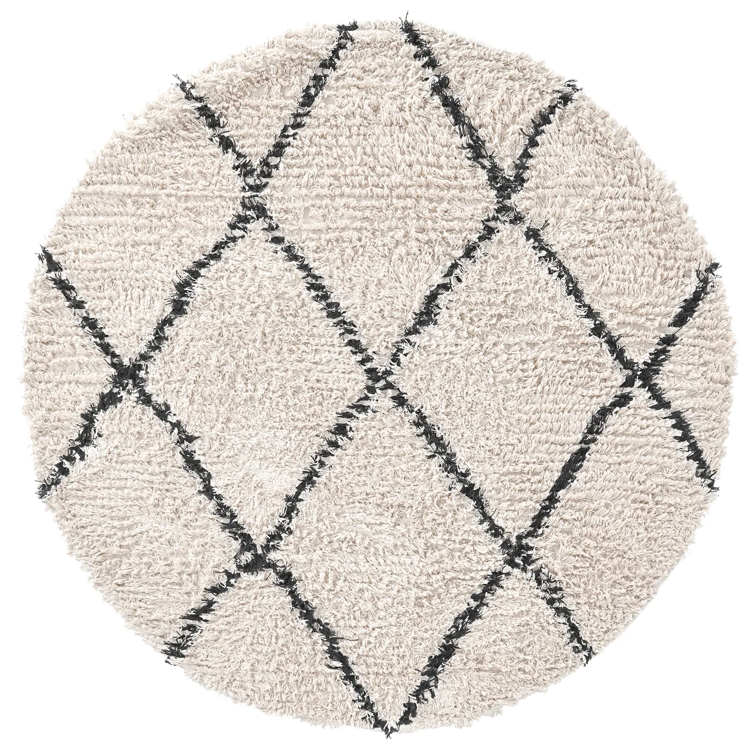 Rund Teppich - Alcott Natural Cotton Shaggy (schwarz/weiß)