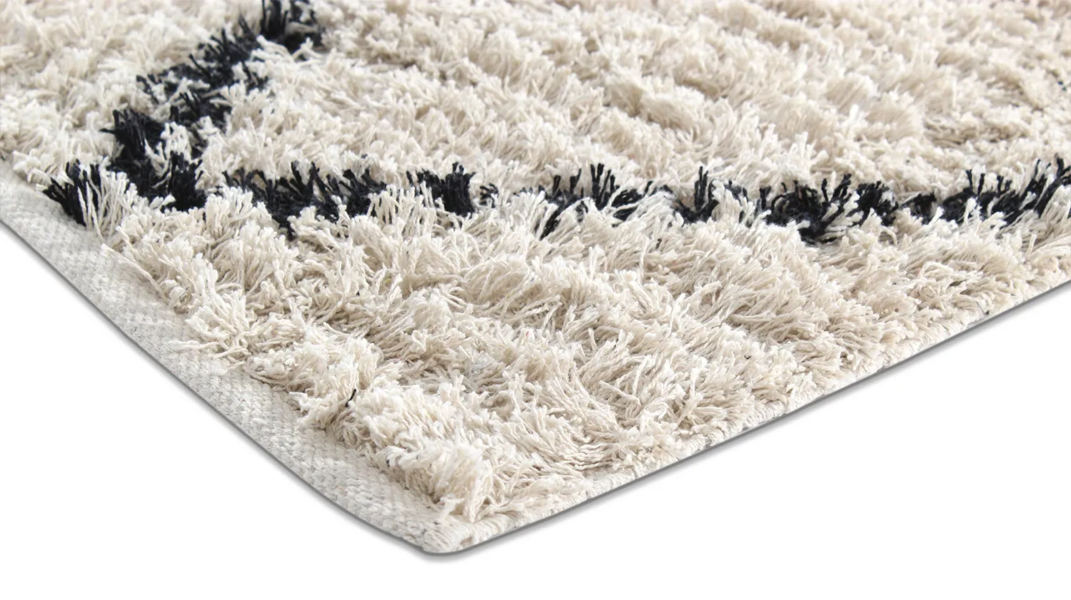 Hochflorteppiche - Alcott Natural Cotton Shaggy (schwarz/weiß)